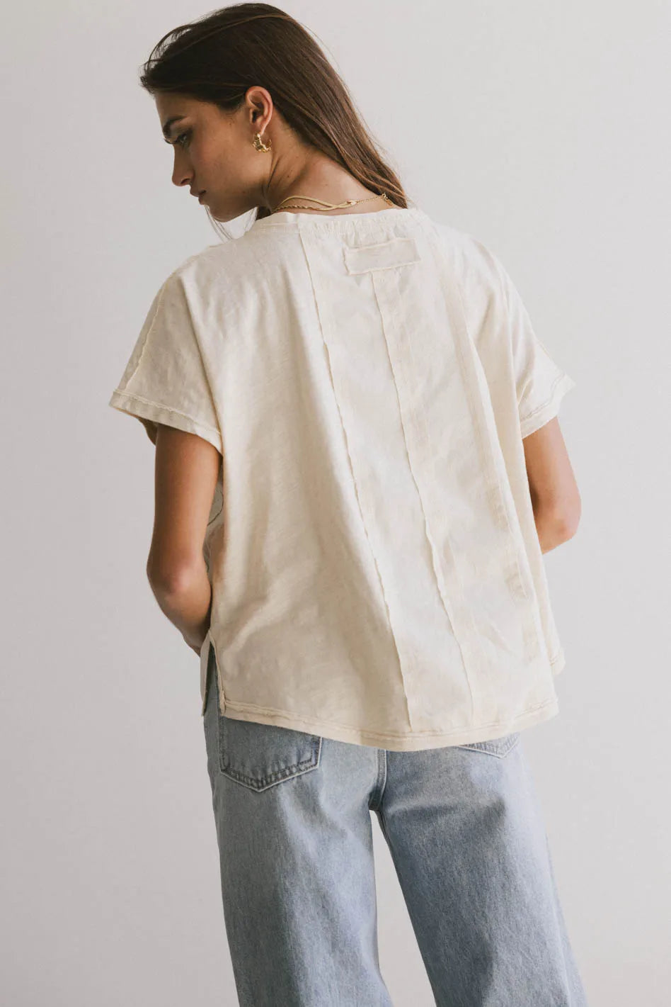 Indy Contrast Top in Cream - Women's Stylish Casual Blouse for Everyday Wear | FINAL SALE
