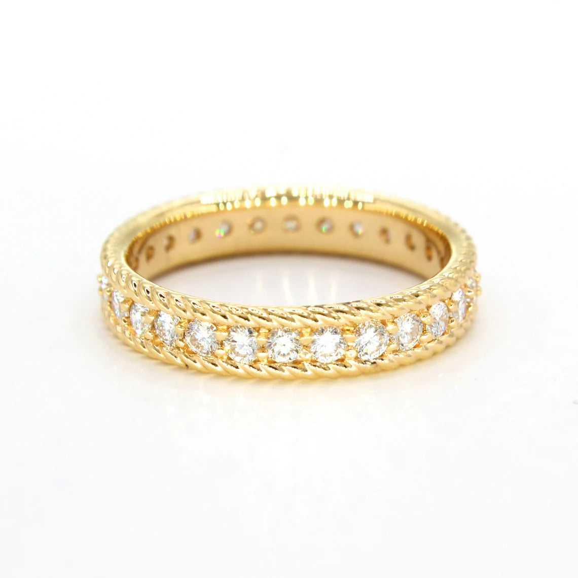0.90 Carat Diamond Eternity Wedding Band, Vintage Rope Edge Design Ring for Women - Perfect for Anniversary Gifts, Bridal Jewelry & Special Occasions