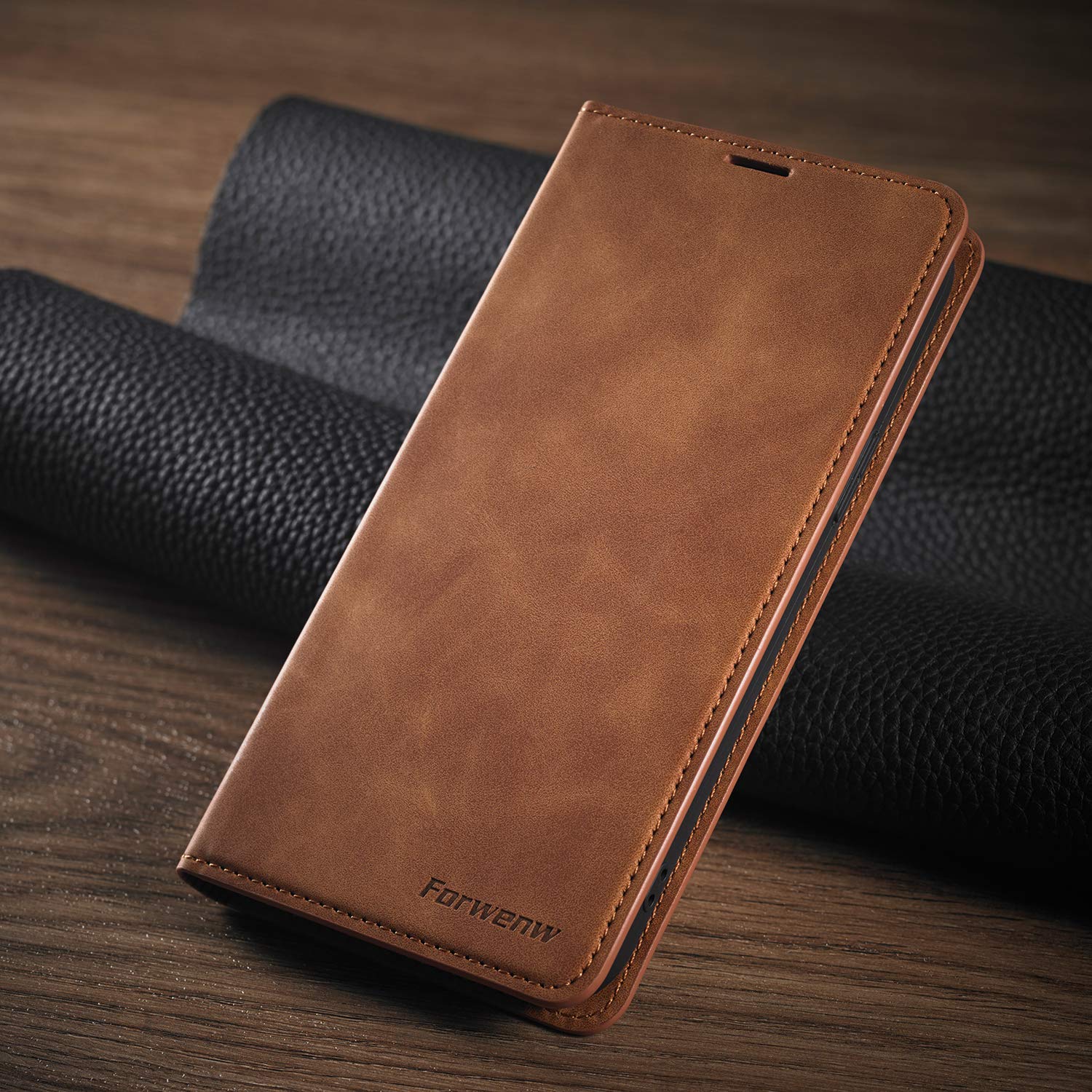 Premium PU Leather Flip Folio Case for iPhone 12 Pro Max 6.7 inch (2020) - Shockproof Wallet Cover with Kickstand, Card Slot & Hidden Magnetic Closure | Perfect for Work, Travel & Daily Protection (Brown)