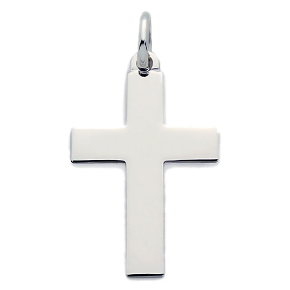 14K White Gold Plain Cross Pendant Necklace for Women - Elegant Religious Jewelry Gift for Baptism, Confirmation & Everyday Wear