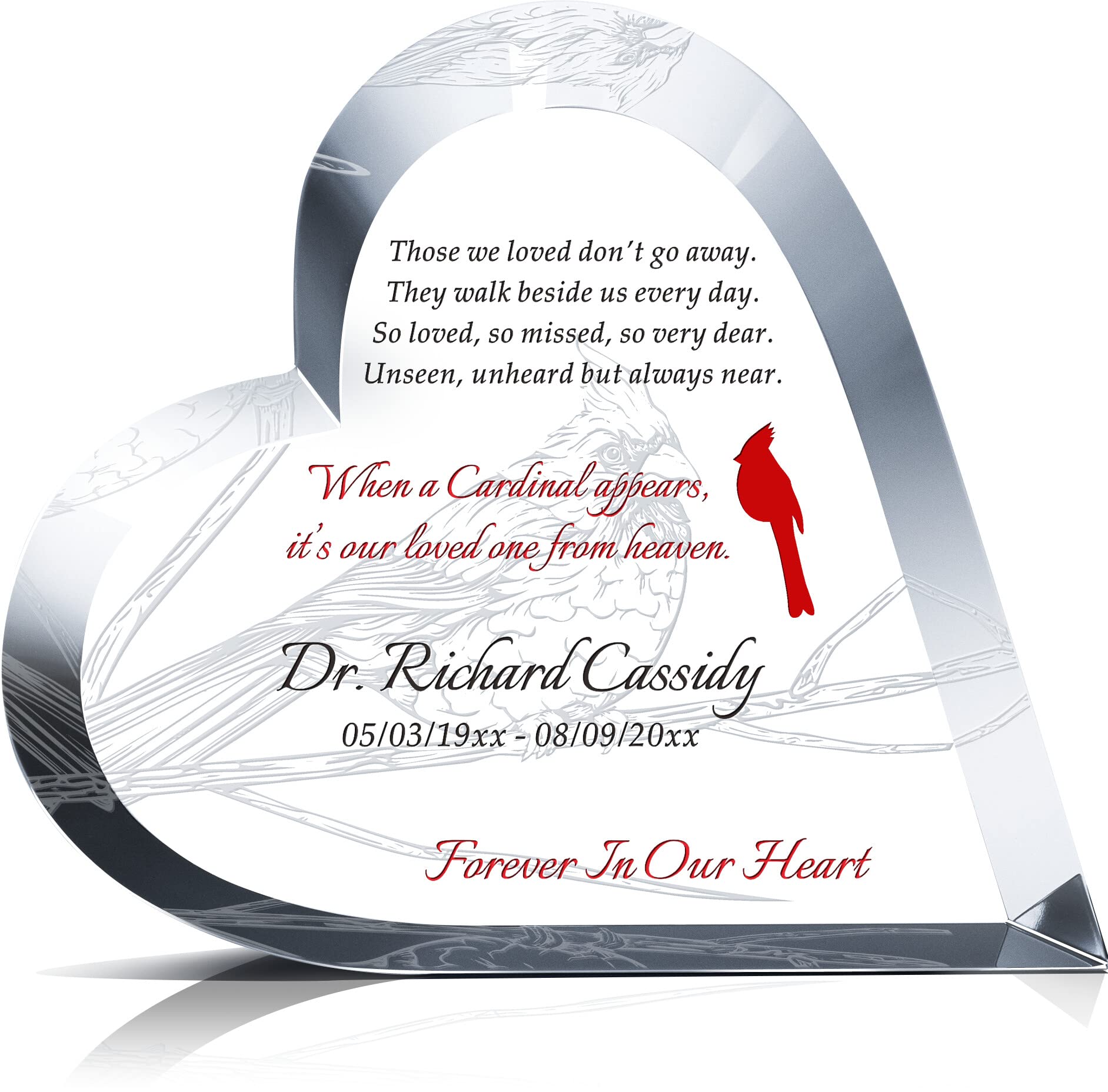 Personalized Crystal Heart-Shaped Memorial Gift for Loved Ones - Custom Sympathy Keepsake for Bereavement, Remembrance & Condolences (6.5 Inch) - Perfect for Funeral, Memorial Service & Comforting Grieving Families