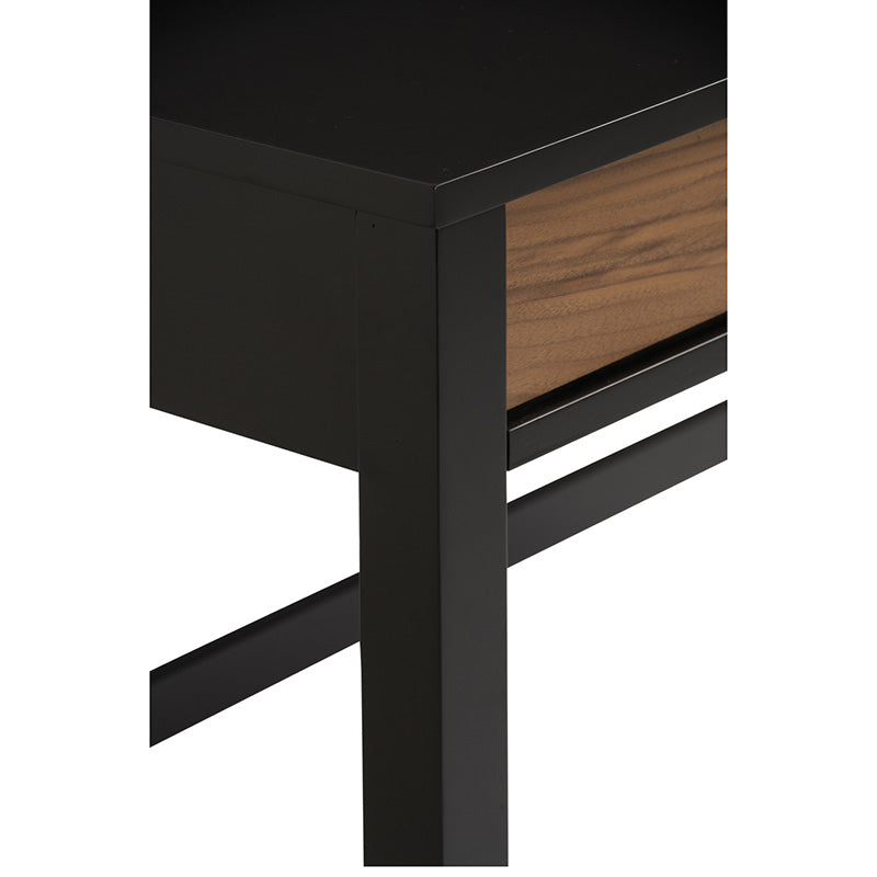 CONALL 47-Inch Study Desk with Storage - Walnut & Black Finish - Perfect for Home Office, Dorm Room, or Small Spaces