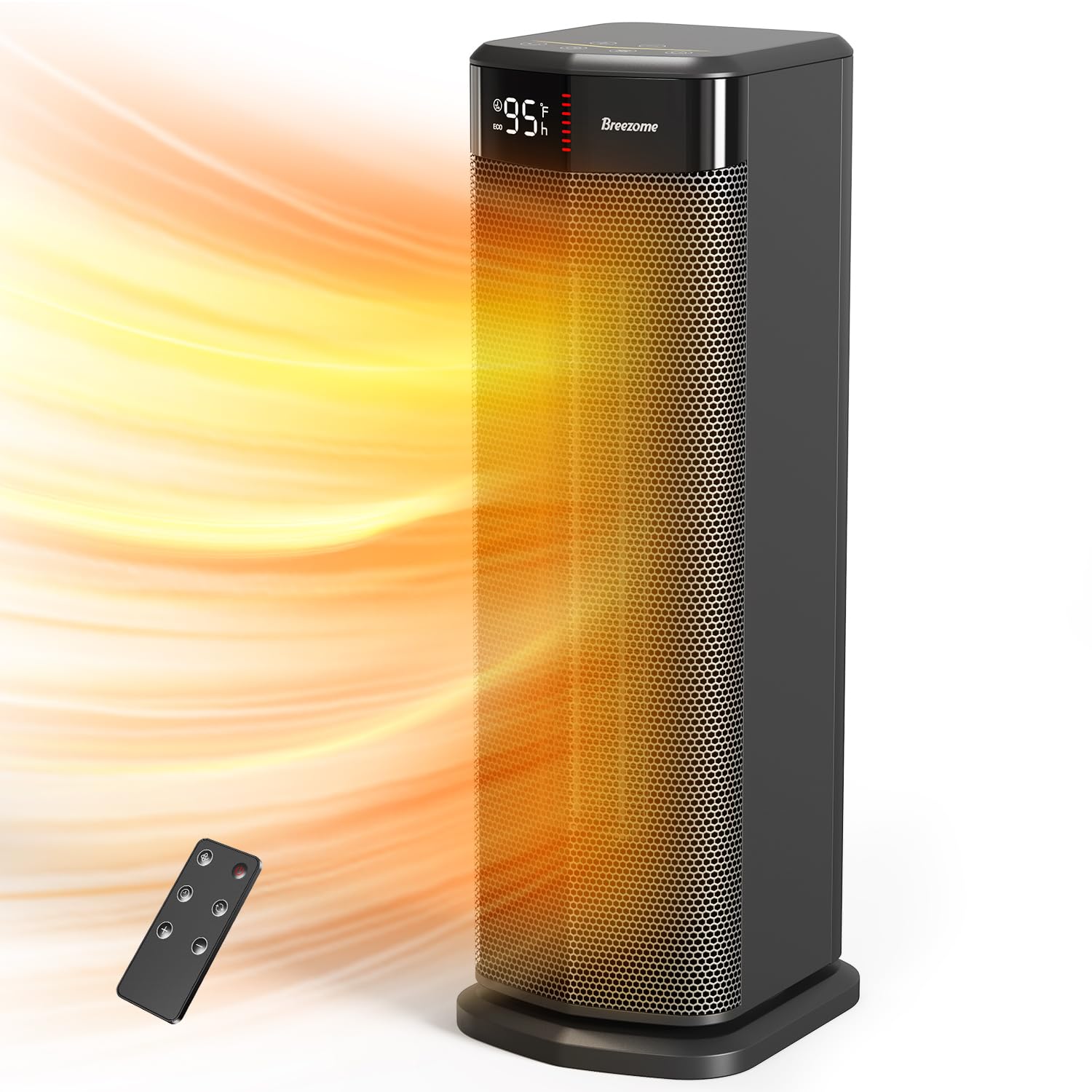 BREEZOME 1500W PTC Ceramic Space Heater with Thermostat - 90° Oscillating, 24H Timer, Fast Heating Electric Heater for Home, Office, Bedroom - Perfect for Winter Warmth & Energy Efficient Indoor Heating