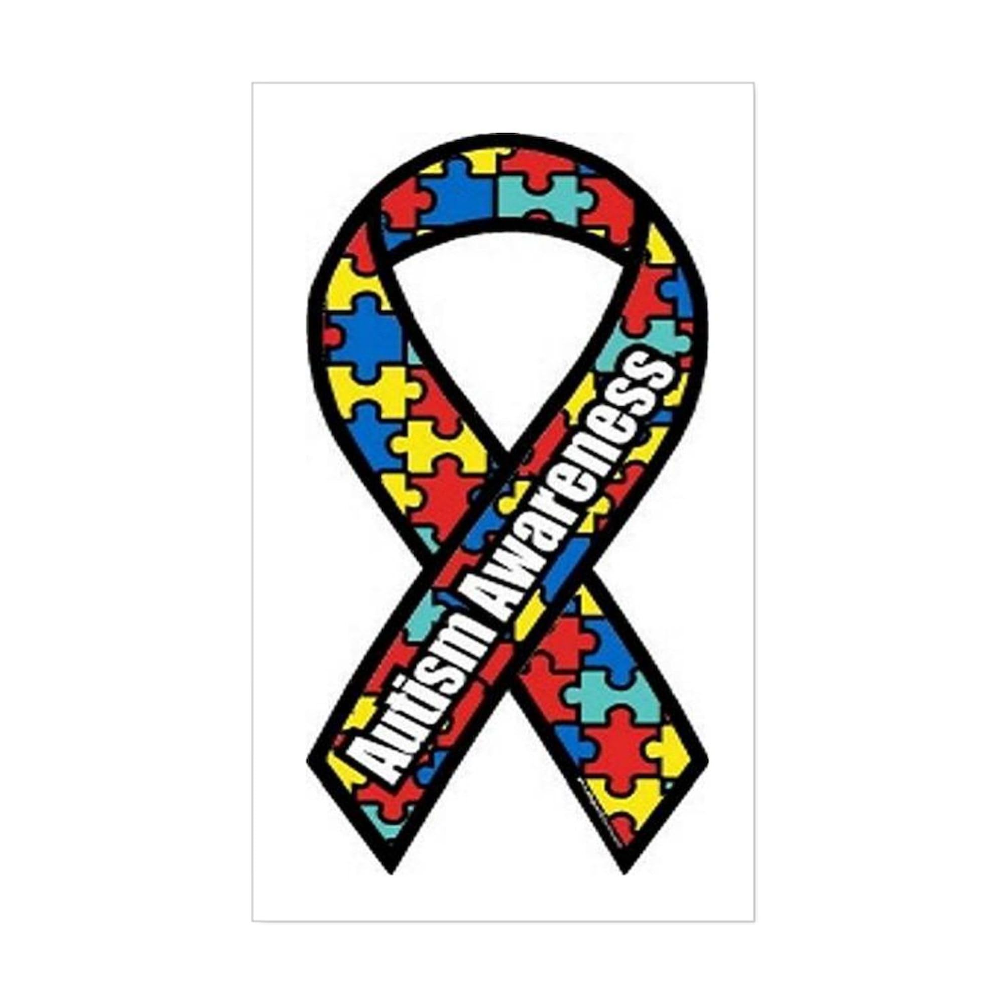Autism Awareness Ribbon Rectangle Sticker - Durable Car Bumper Decal for Vehicles, Windows & Laptops - Show Support for Autism Acceptance & Neurodiversity