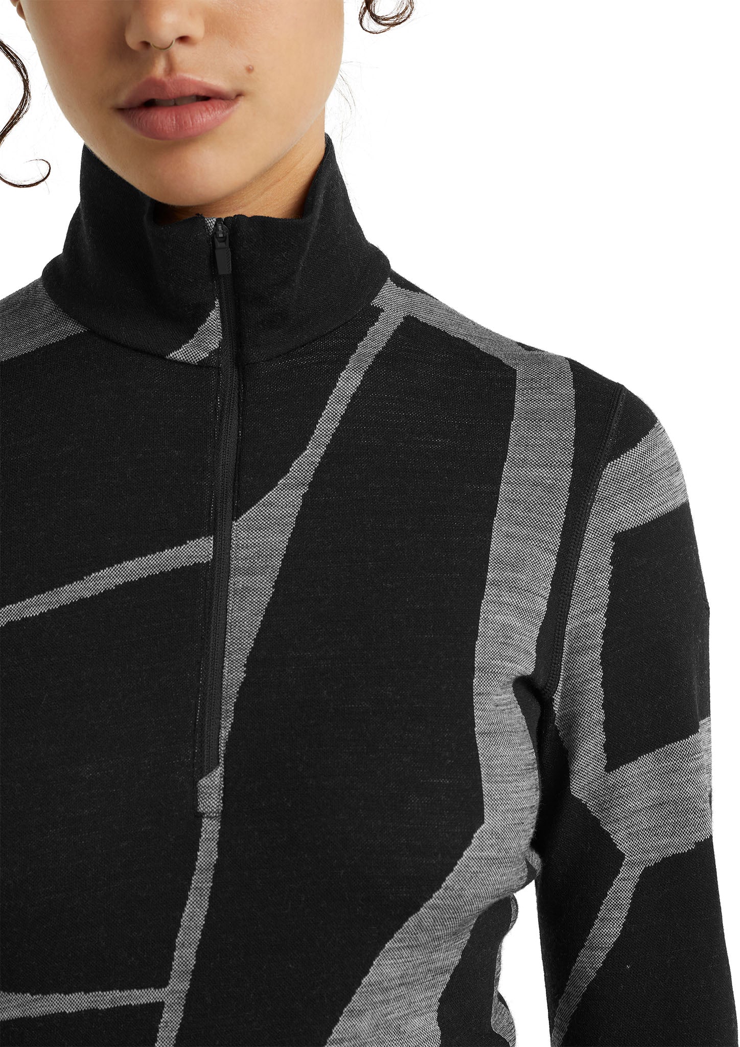 250 Vertex Fractured Landscapes Long Sleeve Half Zip Base Layer for Women - Thermal Underwear for Hiking, Skiing & Outdoor Activities
