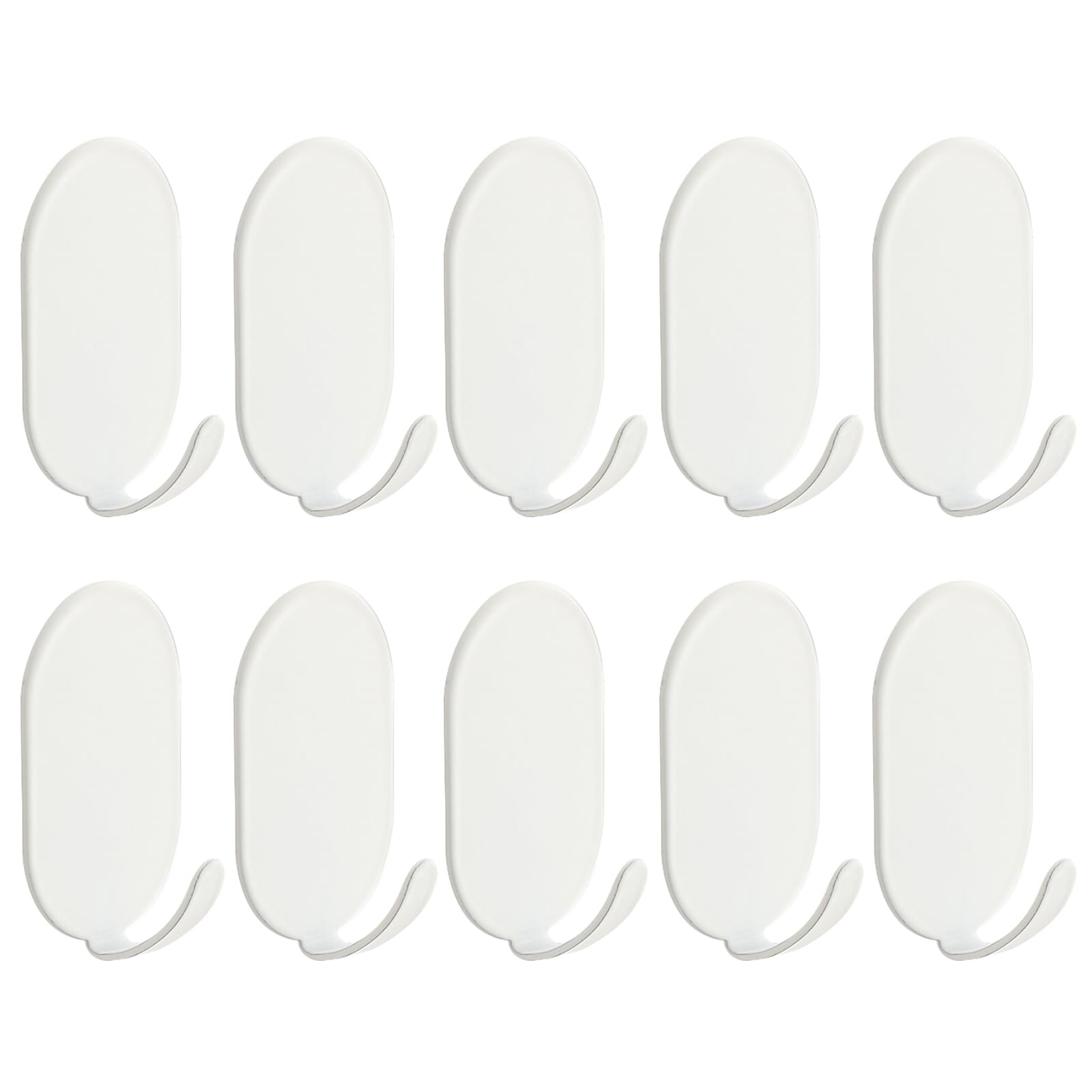 10 Pack Heavy Duty Stainless Steel Adhesive Hooks - Strong Wall Mount Hangers for Coats, Towels, Keys & Home Organization - Perfect for Bathroom, Kitchen, Bedroom & Office Use (White)