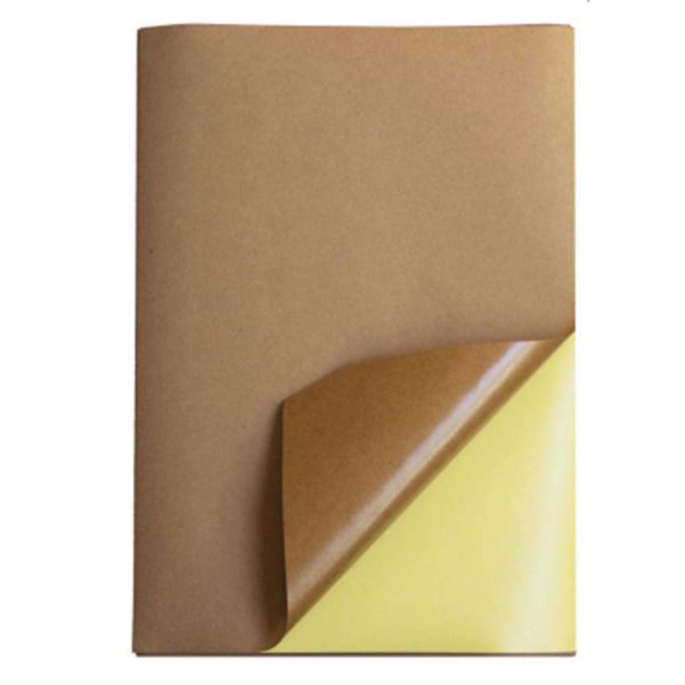 50pcs A4 Blank Printable Sticker Paper 8.5x11 Inch - Brown Kraft Self-Adhesive Shipping Labels for Inkjet Printer - Perfect for DIY Crafts, Mailing Labels, Product Packaging & Office Use (Deep Color)