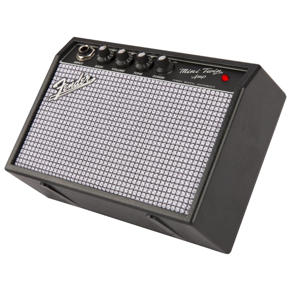 Fender Mini '65 Twin Amp Guitar Amplifier (Black) with 12 Guitar Picks & Polishing Cloth - Compact Electric Guitar Amp for Practice, Travel & Home Studio Use