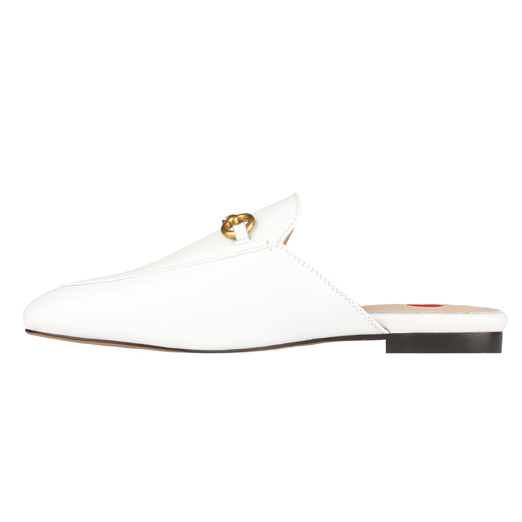 Arqa Women's Leather Mules - Slip-On Almond Toe Loafers with Buckle Detail | Comfortable Backless Shoes for Work, Office & Casual Wear
