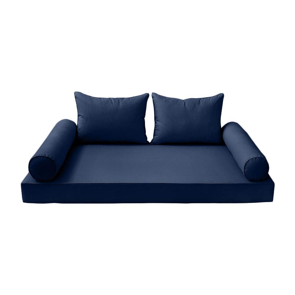 Prolinemax Outdoor Style 4 Full Piped Trim Daybed Mattress Bolster Pillow Fitted Sheet Cover Only AD101 - Perfect for Patio, Sunroom, and Outdoor Daybed Decor