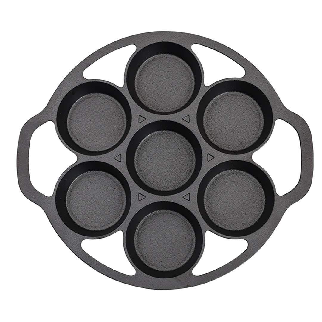 SOGA 32cm Cast Iron Takoyaki Pan - Japanese Octopus Balls Maker with 7 Hole Non-Stick Cavities - Perfect for Home Cooking, Party Snacks & Street Food Style Appetizers