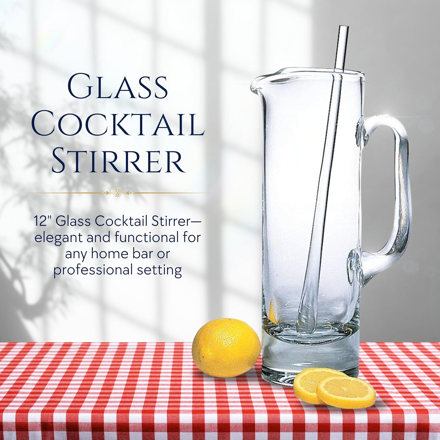 Badash 12-Inch Long Lead-Free Glass Cocktail Stirrer - Hand-Blown Bar Stirring Rod & Cocktail Shaker Spoon - Perfect for Mixing Martinis, Mojitos & Craft Cocktails at Home Bars & Parties