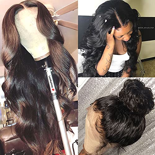13x4 Body Wave Lace Front Wigs Human Hair - Glueless Pre Plucked HD Transparent Lace Wigs for Black Women - 28 Inch Natural Wavy Human Hair Wigs for Daily Wear, Parties & Special Occasions