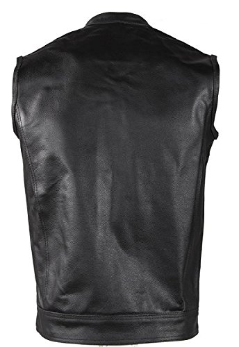 Men's Motorcycle Vest with Zipper & Gun Pocket - Genuine Leather Biker Jacket for Riding, Outdoor Adventures & Casual Wear