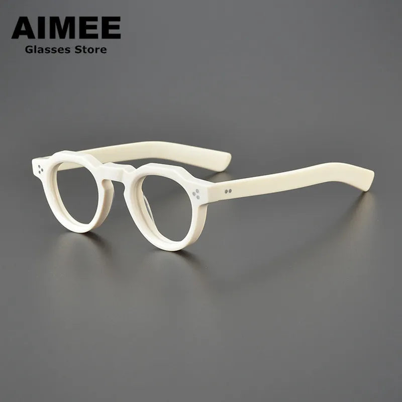 Aimee Unisex Full Rim Flat Top Oval Acetate Eyeglasses 8013 - Stylish Retro Frame for Men & Women - Perfect for Reading, Work, and Fashion Accessories