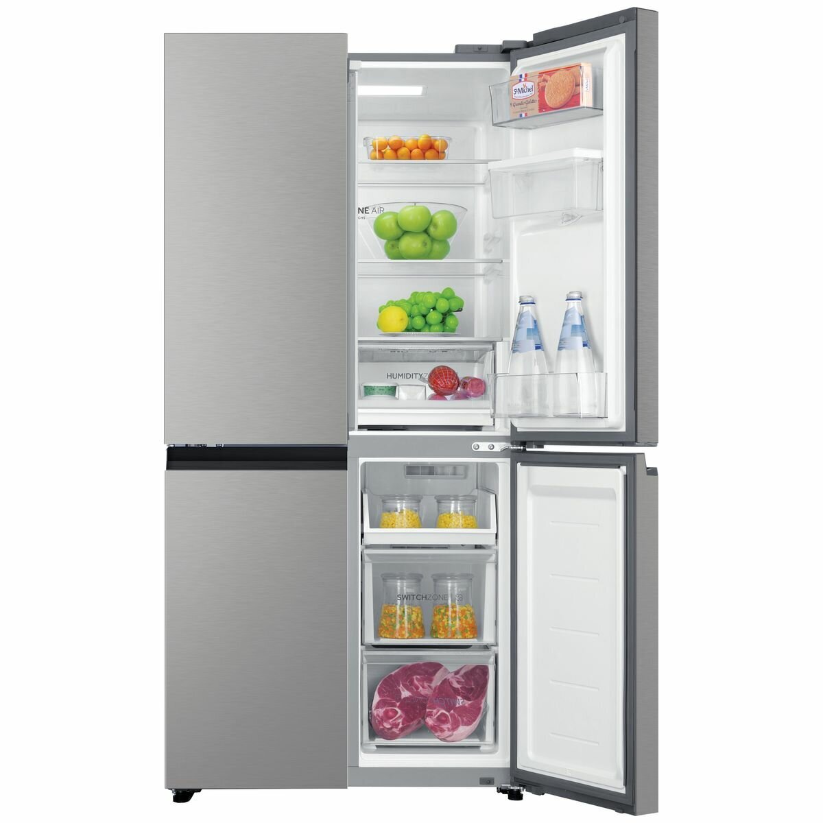 Haier 508L Quad Door Refrigerator - Stainless Steel HRF580YHS - Large Capacity French Door Fridge for Modern Kitchen | Perfect for Family Homes & Entertaining