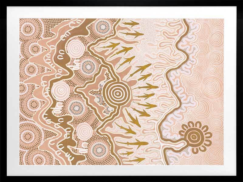 Birrbay Connection Blush Pink Framed Art Print - Modern Wall Decor for Living Room, Bedroom & Office - Perfect Home Decoration Gift