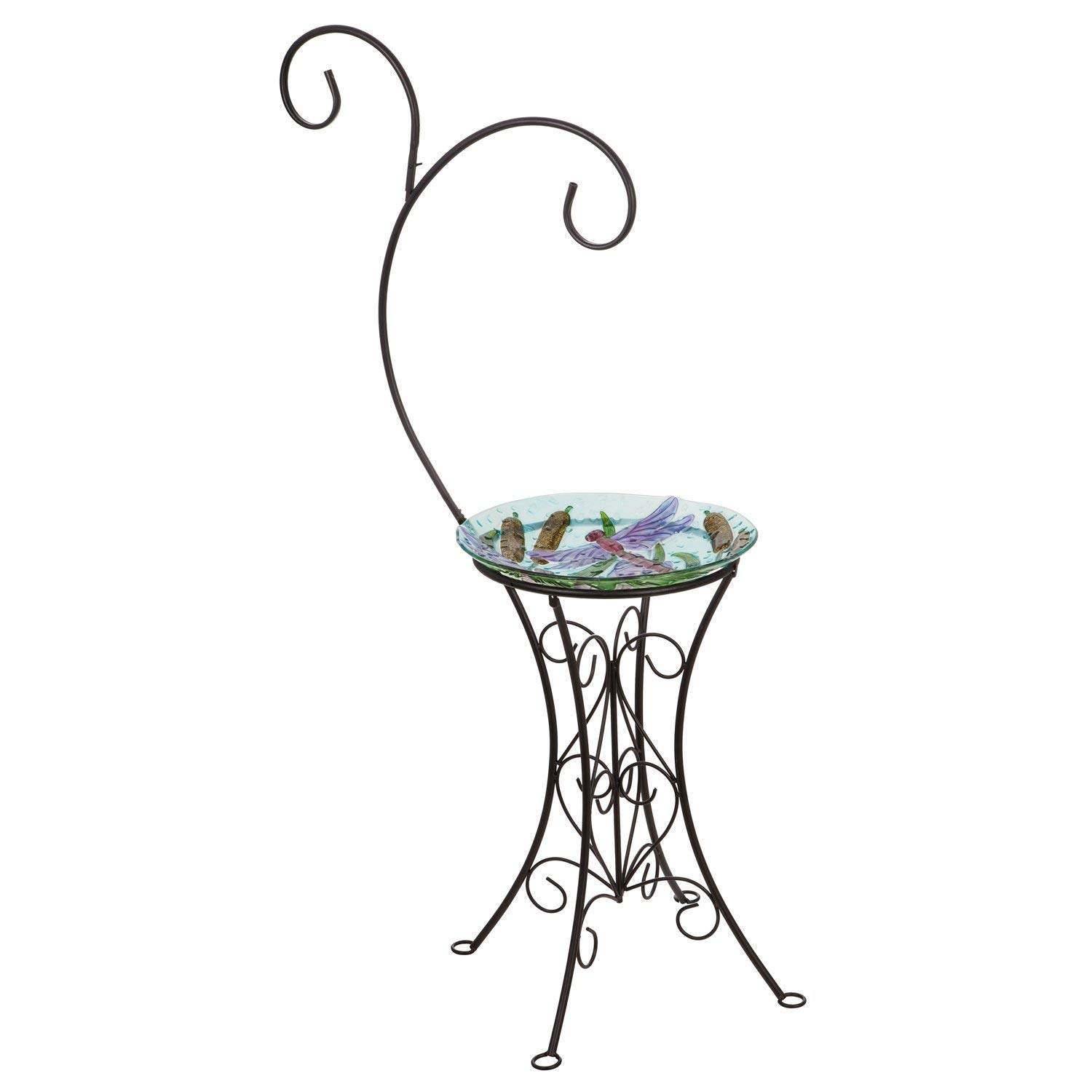Evergreen Garden Decorative Metal Bird Bath Stand - Dual Shepherd's Hook Outdoor Decor for Yard & Patio | Perfect for Attracting Birds & Enhancing Garden Aesthetics