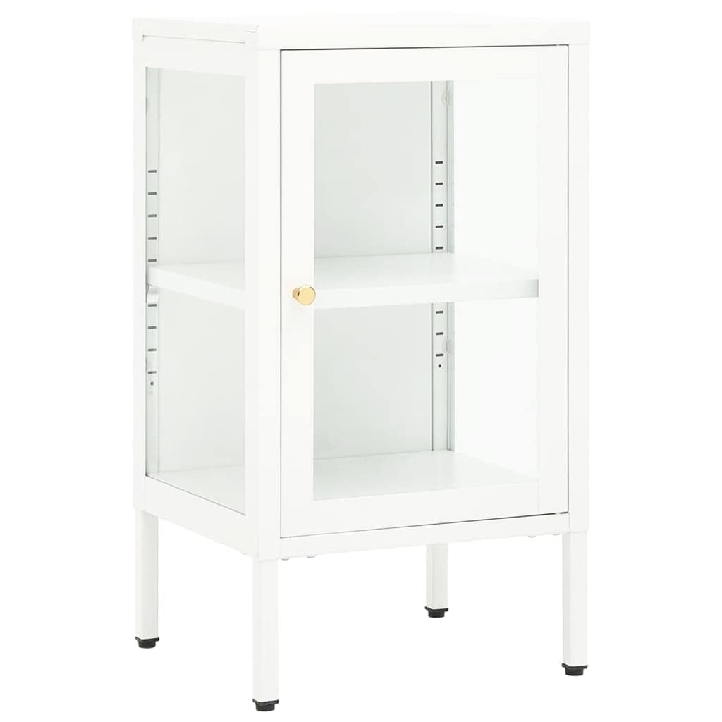 FAMIROSA White Steel Sideboard Cabinet with Tempered Glass - 15