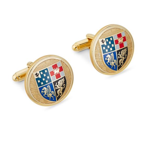 Elegant Inns Of Court Round T Bar Gilt Cufflinks for Men - Perfect for Weddings, Business Attire & Formal Occasions