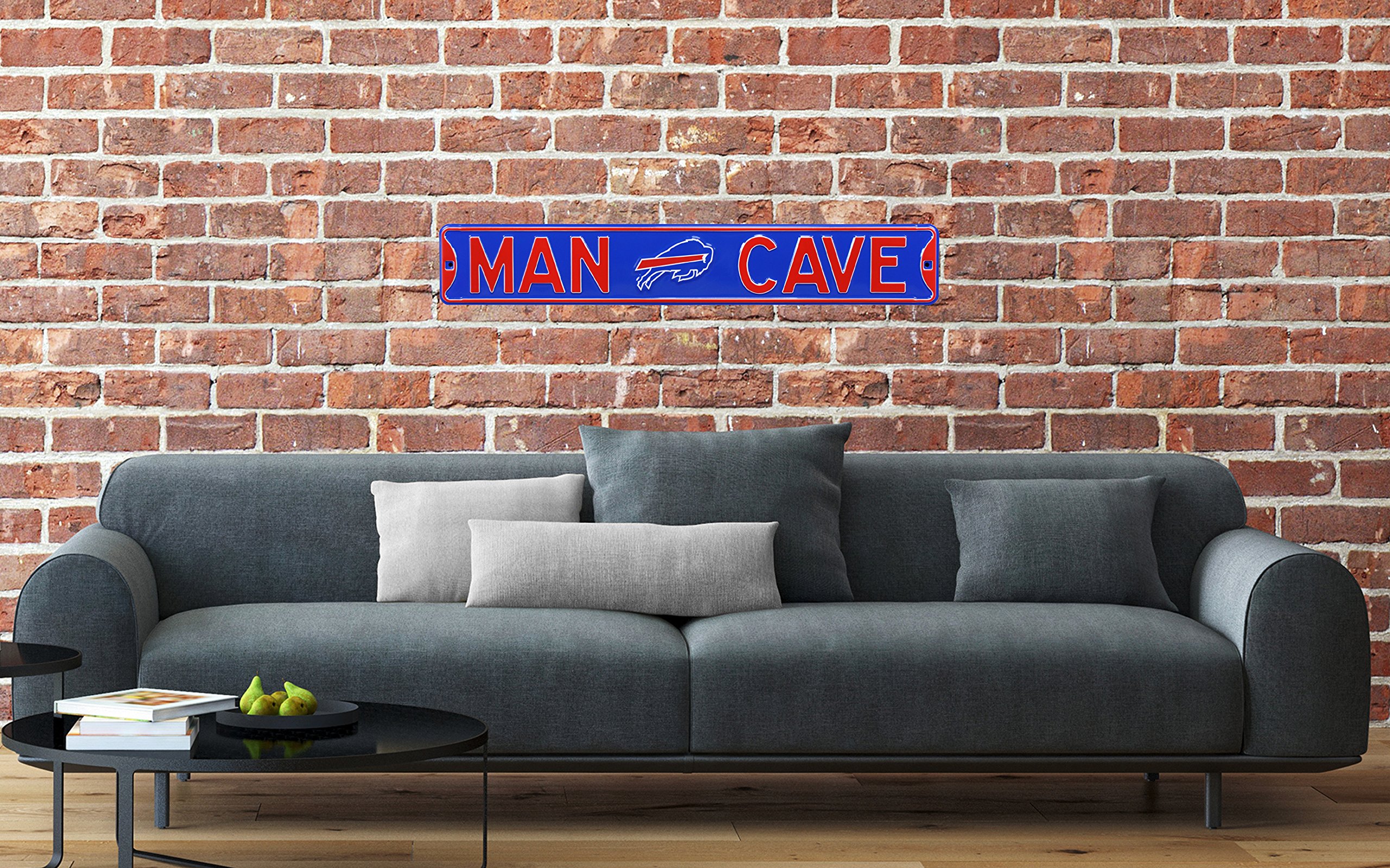 NFL Buffalo Bills Man Cave Metal Wall Decor - Large Heavy Duty Steel Road Sign for Football Fans | Perfect for Garage, Office & Gifts for Men | Game Room, Sports Bar & Tailgating Decor