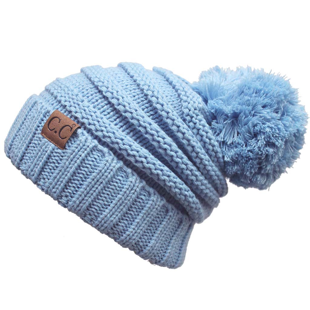 ScarvesMe Warm Chunky Soft Oversized Cable Knit Slouchy Beanie with Pom Pom - Winter Hat for Women, Cozy Knitted Beanie for Cold Weather, Fashionable Accessory for Outdoor Activities