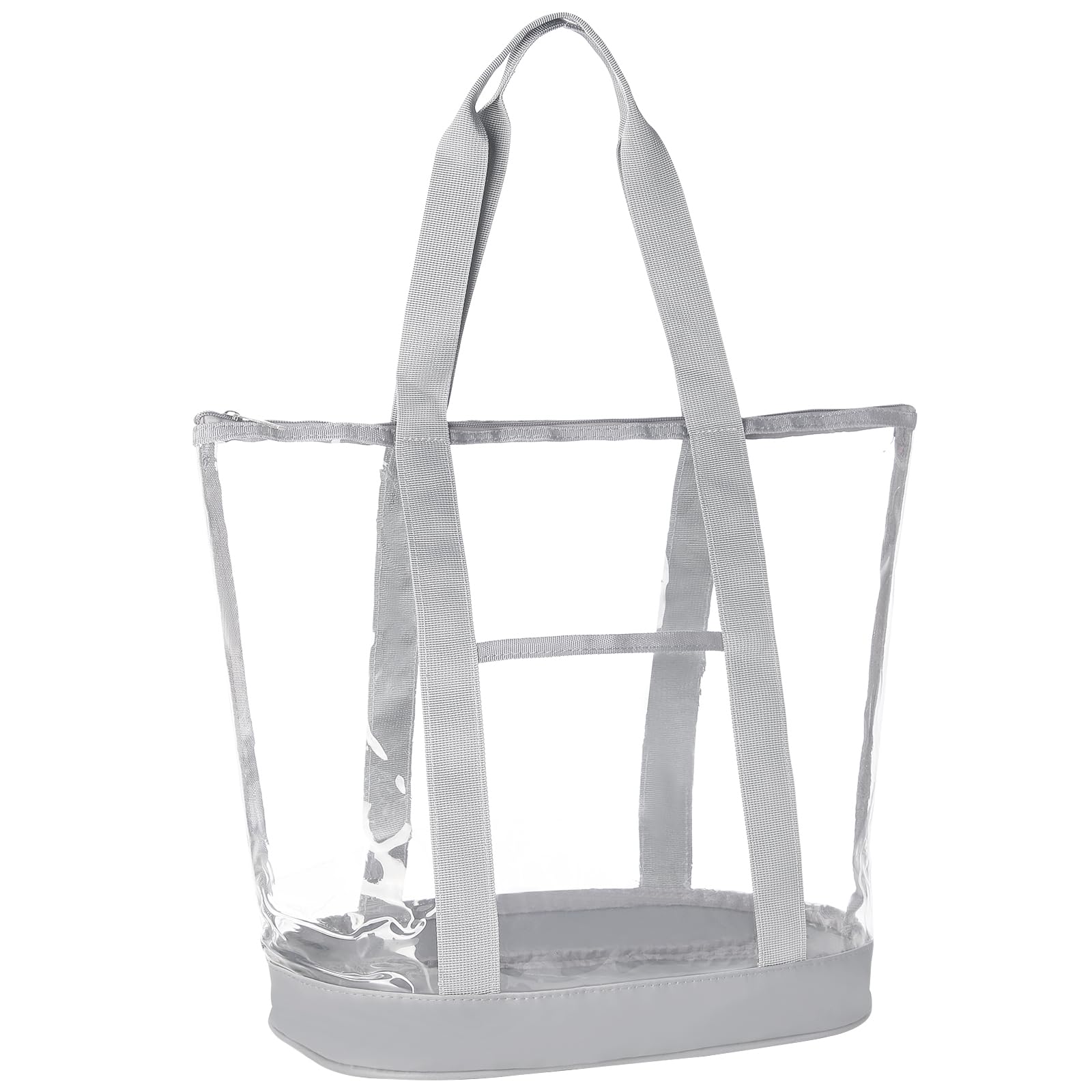 HAOGUAGUA Extra Large Clear Cosmetic Toiletry Bag - Waterproof Transparent PVC Makeup Organizer with Handles (Grey) | Perfect for Travel, Gym & Daily Essentials Storage