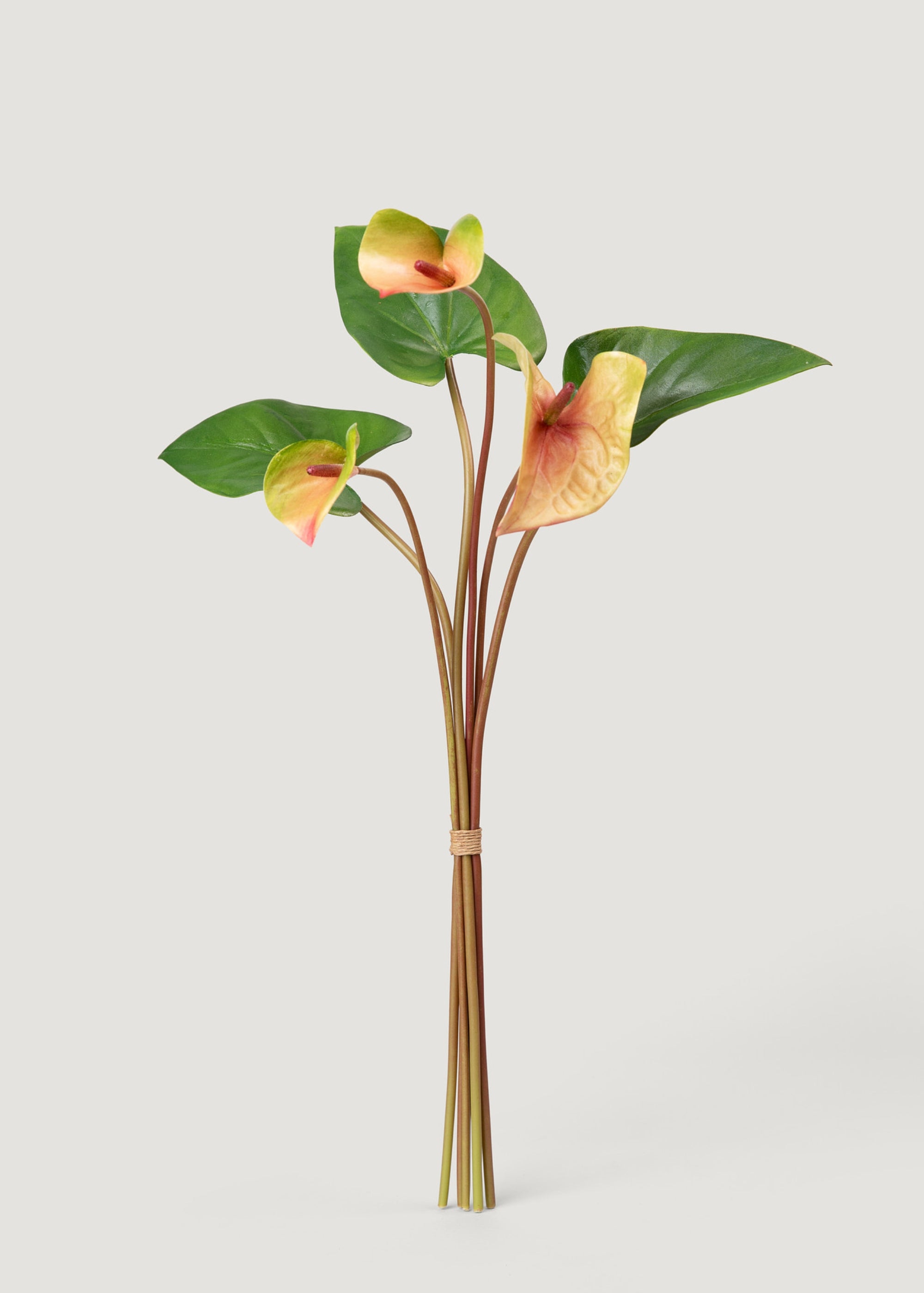 25 Pack Pink & Green Artificial Anthurium Flowers - Tropical Fake Floral Bouquet for Home Decor, Wedding Centerpieces, Party Arrangements & DIY Crafts