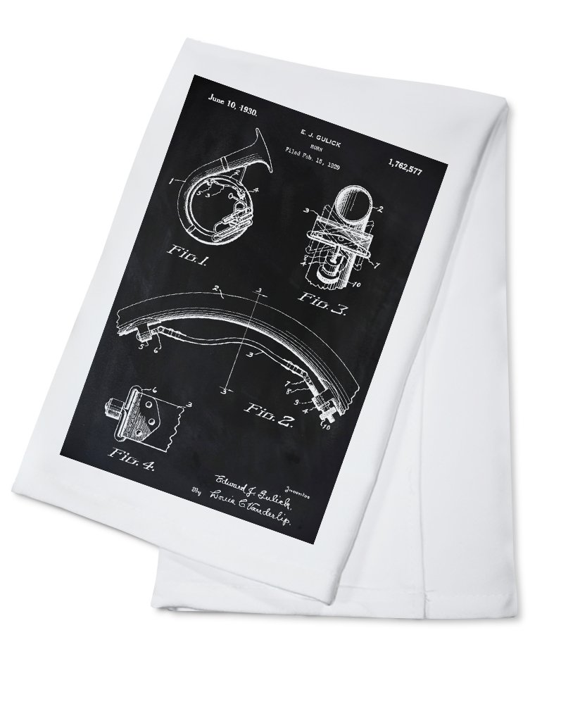 Premium 100% Cotton Tea Towel - Blackboard Patent & Sousaphone Design - Decorative Hand Towel for Kitchen, Dining & Home Decor - Perfect for Drying Dishes, Gift Giving and Farmhouse Style Decor