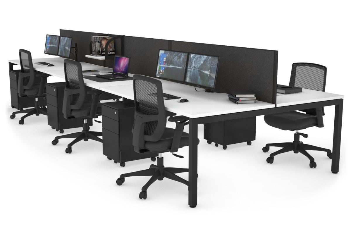 Quadro Square Legs 6-Person Office Workstation - 1800L x 800W with Cable Management - Ideal for Collaborative Workspaces & Open Office Environments