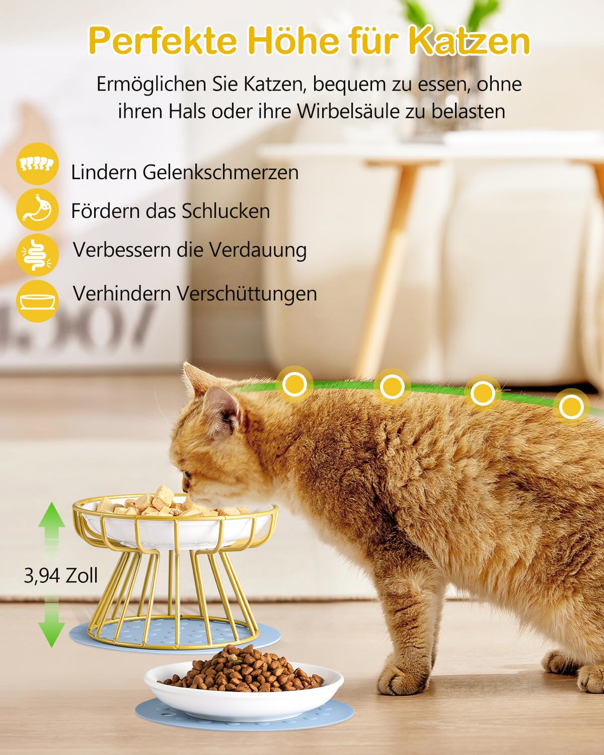 Dorakitten 2-Pack Ceramic Raised Cat Bowls - Elevated Anti-Vomiting Pet Food Dishes with Non-Slip Base for Spine Support & Comfort - Dishwasher Safe Cat Feeding Bowls for Healthy Mealtime - Perfect for Kittens, Adult Cats & Senior Pets