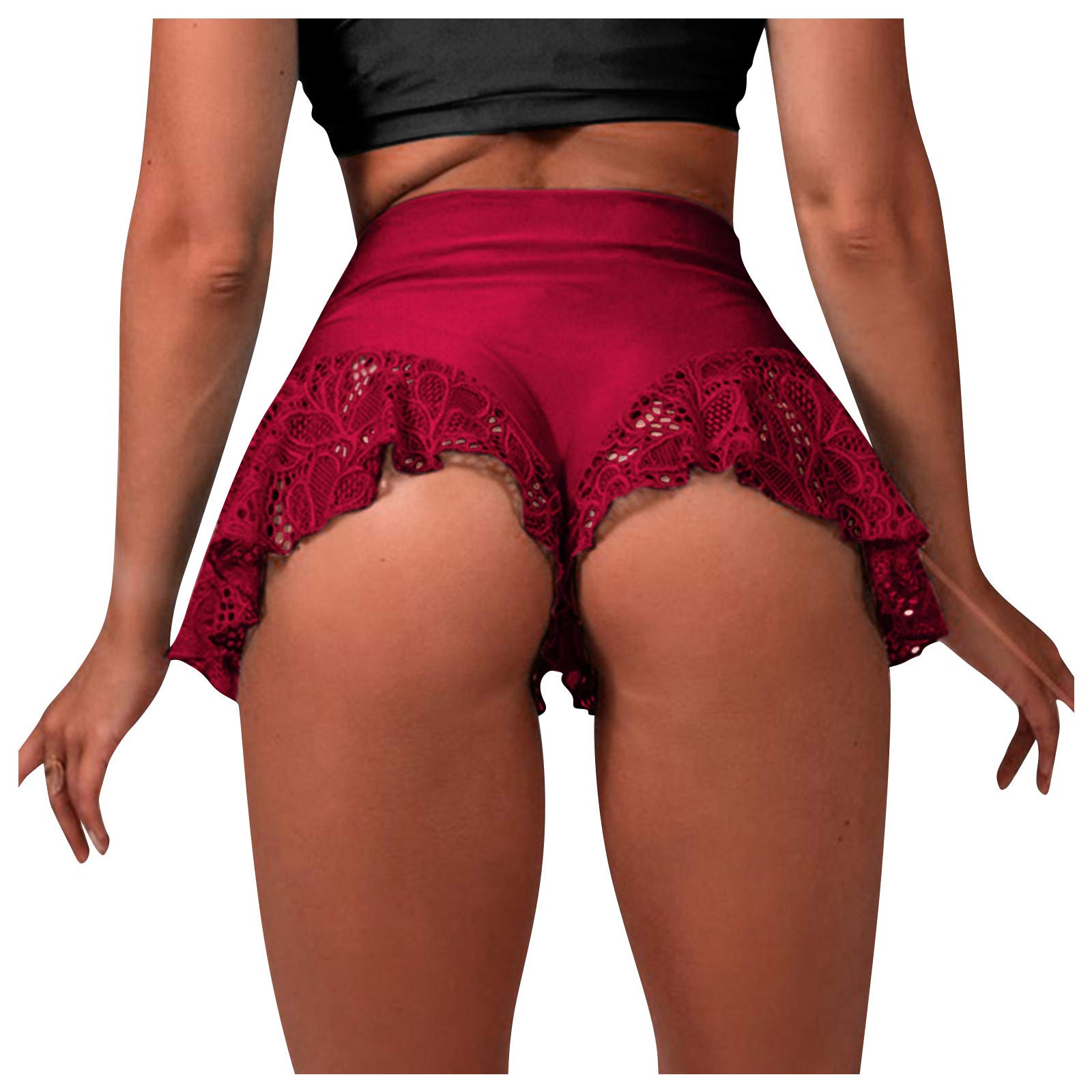 Vacger Women's High Waist Lace Ruffled Dance Shorts - Sexy Hot Pants Mini Tight Bikini Denim Shorts for Women | Perfect for Dance, Yoga, Beach & Summer Outfits