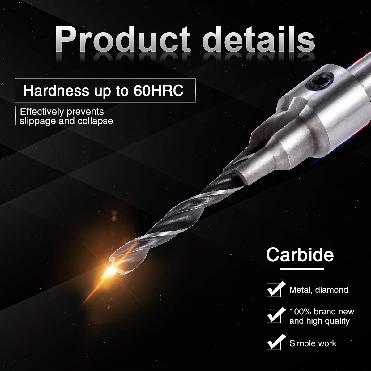 KATUR 2PCS Tapered Drill and Countersink Bit Set - 4mm/5mm Woodworking Drill Bits with 3-Point Tip for Pilot Holes, Chamfering & Countersinking - Perfect for Carpentry, DIY Projects & Woodworking Tools