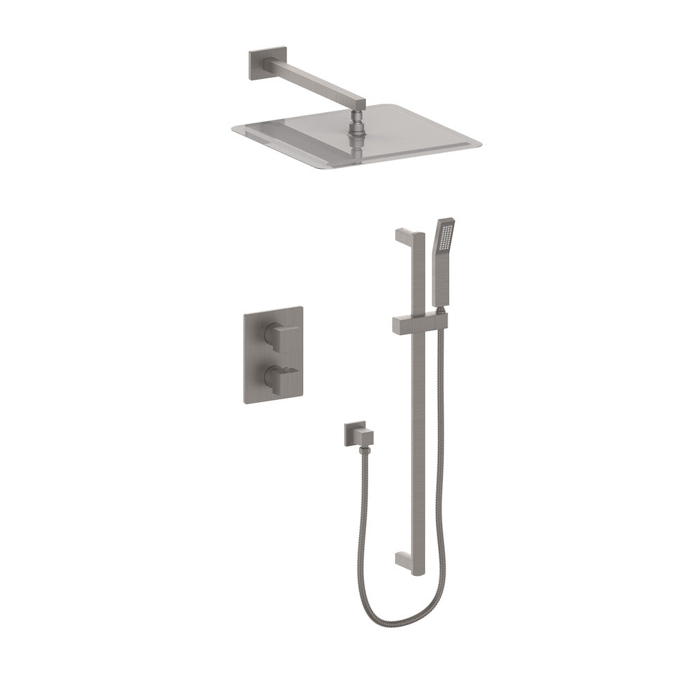 ZLINE Crystal Bay Thermostatic Shower System in Brushed Nickel Finish - Pressure Balance Valve, Rainfall Showerhead & Handheld Sprayer - Perfect for Modern Bathroom Renovations & Spa-Like Shower Experience (CBY SHS T2 BN)