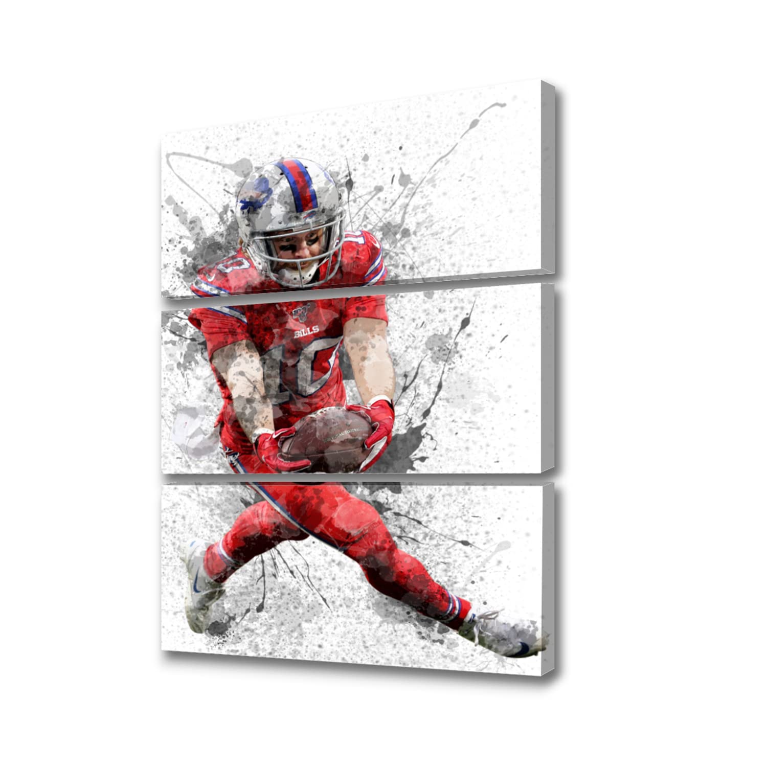 Cole Beasley Football Wall Art Canvas Print - 3 Piece Large Wooden Framed Splash Effect Decor for Office & Bedroom - Modern Sports Themed Home Decor for Fans & Game Room