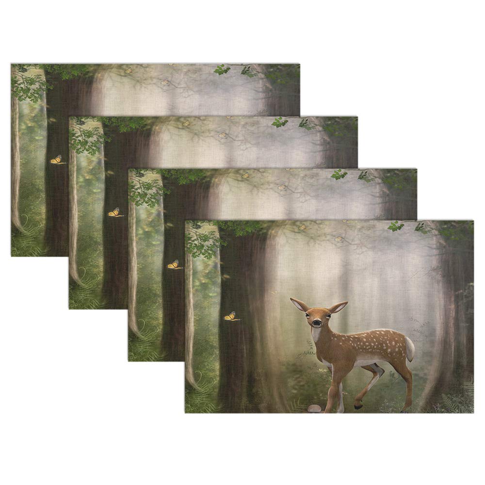 Swono Deer in The Forest Placemat Set of 4 - 12