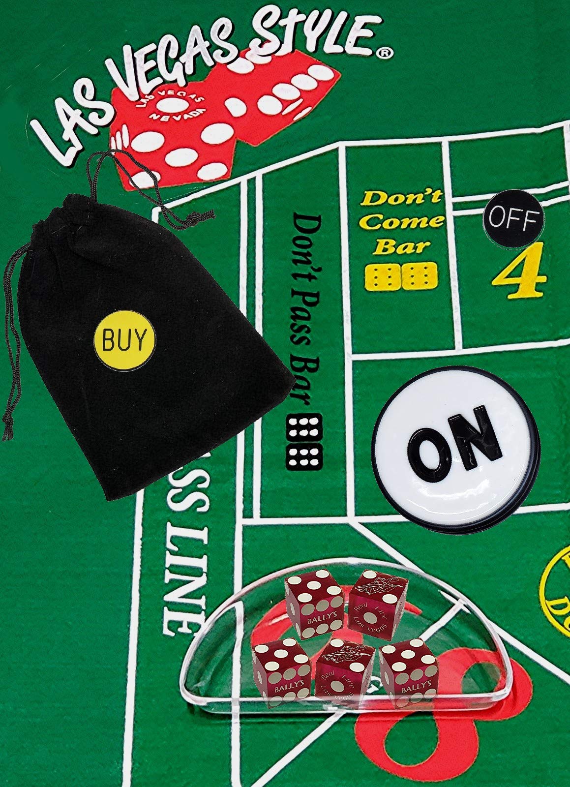 Authentic Las Vegas Casino Dice Set - Professional Craps Starter Kit with Clear Acrylic Dice Boat for Casino-Style Table Games | Perfect for Home Gambling, Game Nights & Casino-Themed Parties
