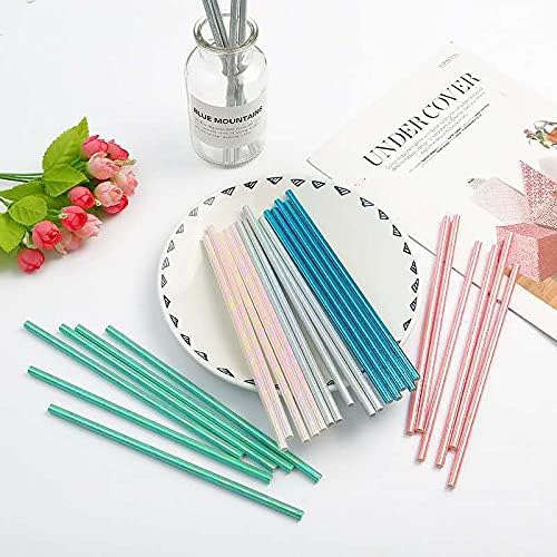 Iridescent White Paper Straws, 7.75