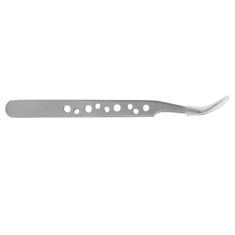 Utoolmart 9-Hole Anti-Static Tweezers - Stainless Steel Non-Magnetic No.15 Curved Pointed Tip - Precision Tools for Jewelry Making, Electronics Repair & Crafting (5-Piece Set, Black)
