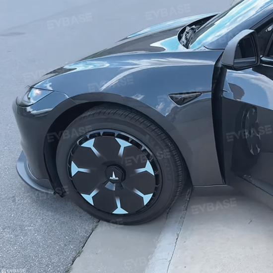 Tesla Model 3 Highland Hubcaps 18'' & 19'' Inch - Custom Graphic Full Coverage Wheel Covers Set of 4 - Premium Car Accessories for Enhanced Style & Protection - Perfect for Road Trips, Daily Commutes & Car Shows