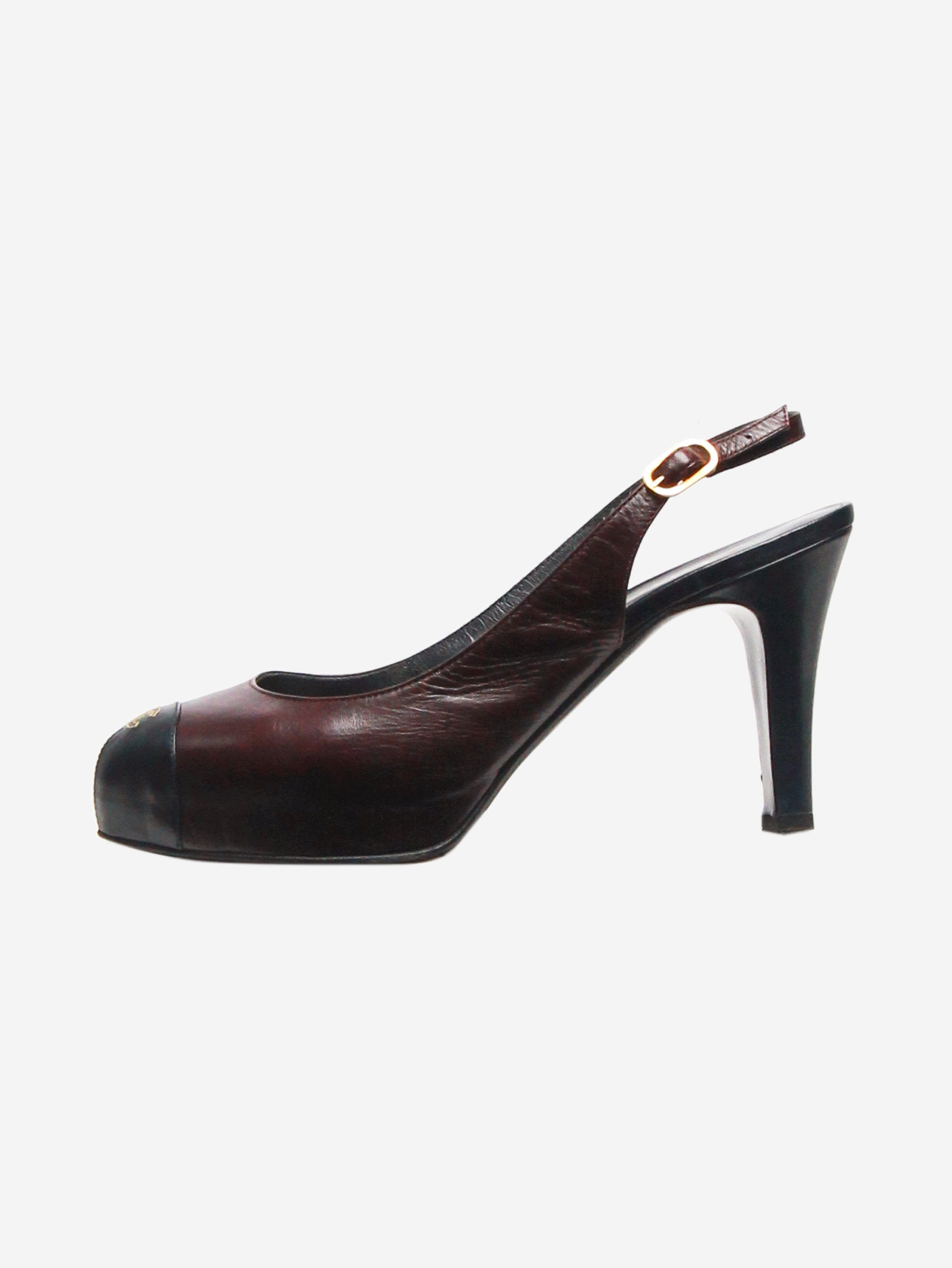 Burgundy Slingback Platform Pumps Women's Shoes Size EU 37.5 (US 7.5) - Elegant Heels for Weddings, Parties & Office Wear