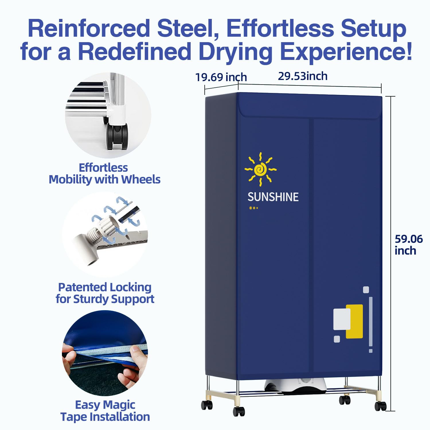 Portable Clothes Dryer 1000W - Stainless Steel Double Layer Laundry Drying Machine for Apartments, Dorms, RVs - Includes Timer & Fabric Cover - Perfect for Small Spaces, Travel & Quick Drying | CHOCHOYAH