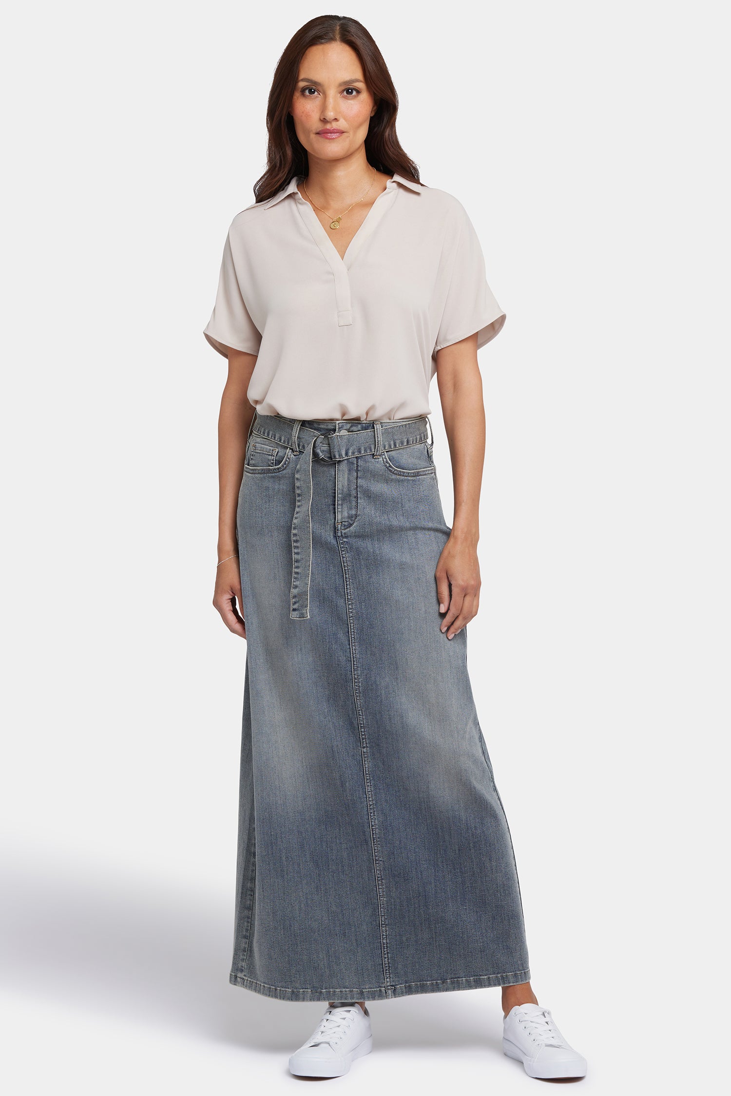 High Rise Long A Line Skirt - Palma Sea - Elegant Flowy Midi Skirt for Women | Perfect for Office, Party, and Casual Outfits