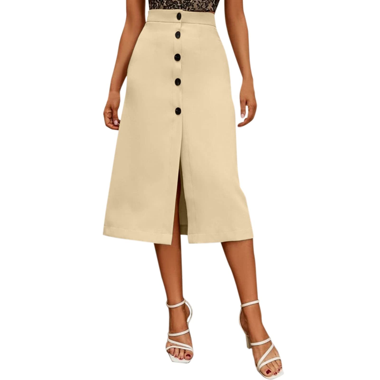 Loyilat Women's High Waist Solid Color Pencil Skirt - Elegant Daily Office Wear & Professional Business Attire for Women