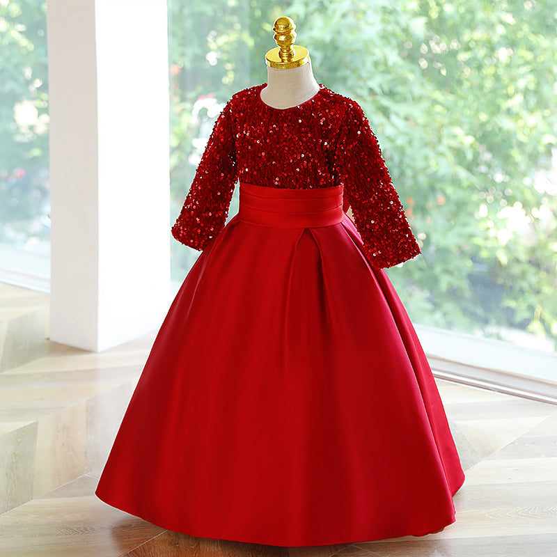 Sparkly Red Princess Dress for Girls - Elegant Sequin Party Gown for Birthday, Pageant & Special Occasions