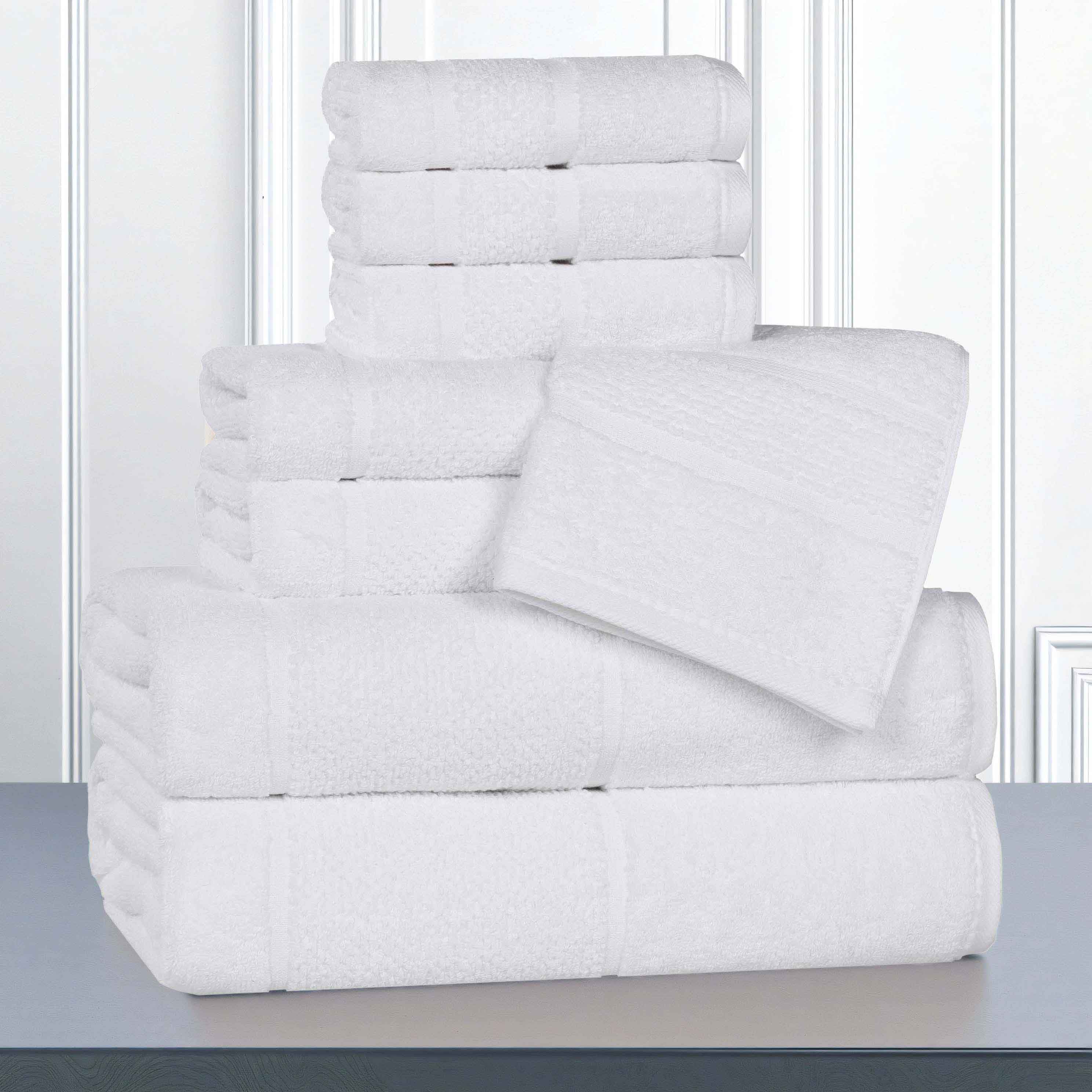 Premium 8-Piece Cotton Towel Set - Soft, Absorbent & Durable - Solid Broad Border Design - Perfect for Bath, Spa, Gym & Home Use