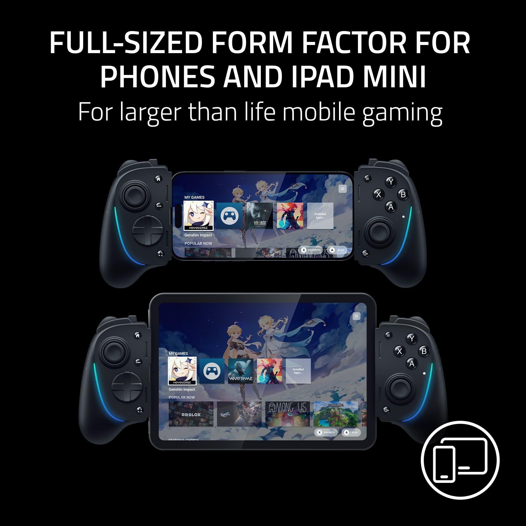 Razer Kishi Ultra Mobile Gaming Controller for Android & iPhone 15/16 Series | Compatible with iPad Mini A17 Pro & 6 (USB-C) | Pro-Level Controls with Ergonomic Grip | Stream PC/Xbox/PS5 Games on Phone/Tablet | Chroma RGB Lighting | Perfect for Cloud Gaming & Mobile Esports