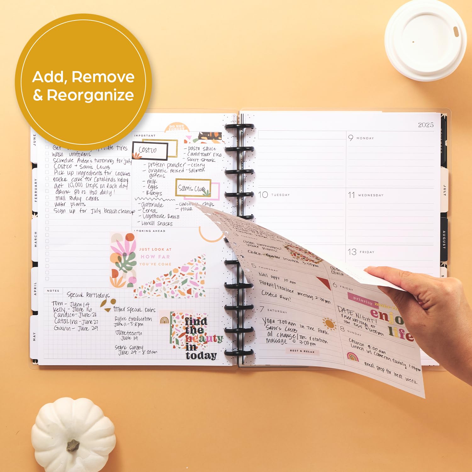 Happy Planner Disc-Bound 12-Month Planner 2025 - Daily Weekly Monthly Organizer, Classic Size 7