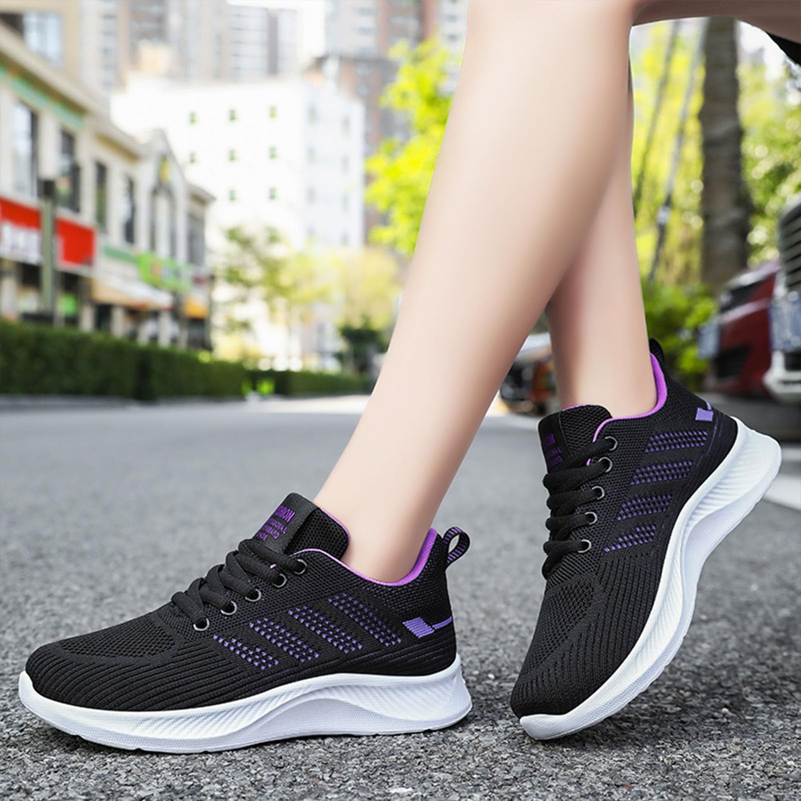 Women's Ultra-Light Stretchy Knit Platform Orthopedic Sneakers - Comfortable Lace-Up Non-Slip Walking Shoes for Height Increase | Fashionable Slip-On Casual Shoes for Moms | Perfect for Daily Wear, Work & Travel