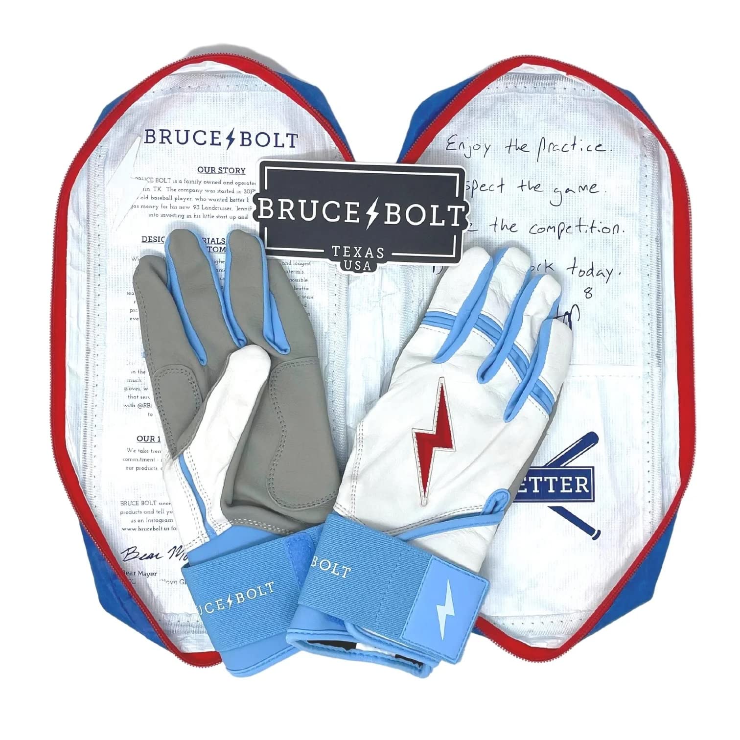 **BRUCE BOLT Signature Series Long Cuff Batting Gloves - Premium Baseball & Softball Gloves for Hitting & Fielding - Perfect for Training & Games**